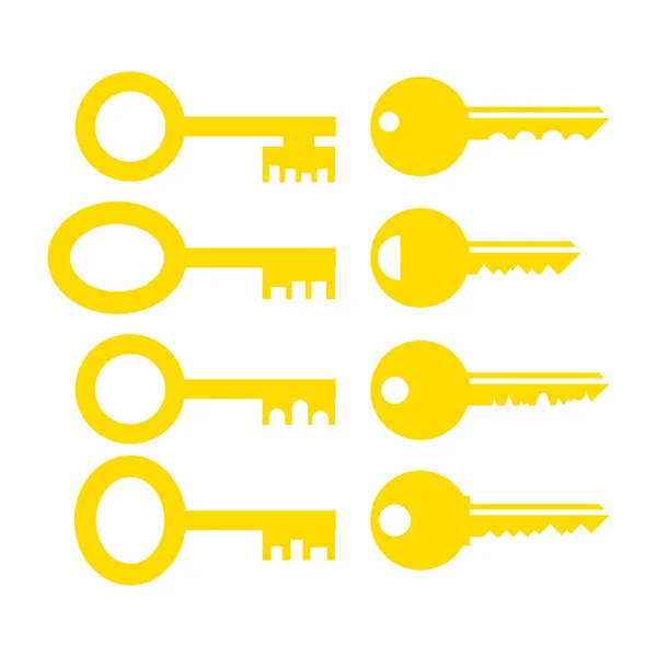 Set of Different Yellow Key Icon — Stock Vector