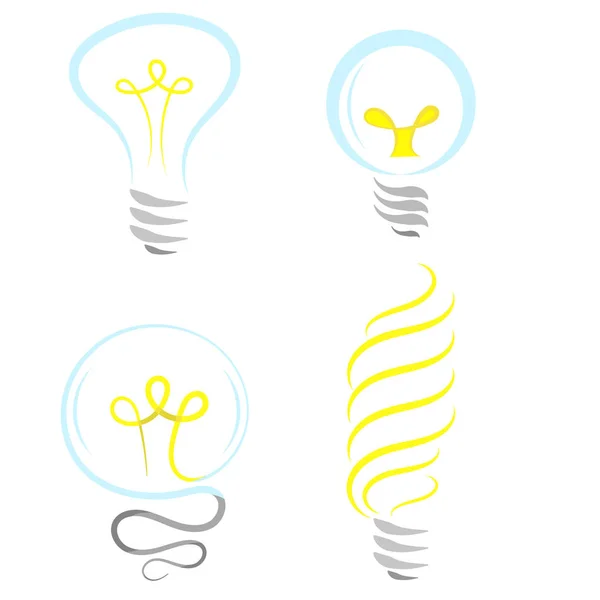 Ensemble d'icône d'ampoule isolé sur fond blanc — Image vectorielle