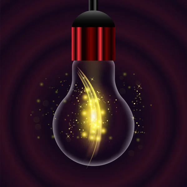 Glass Bulb on Dark Red Radial Background — Stock Photo, Image