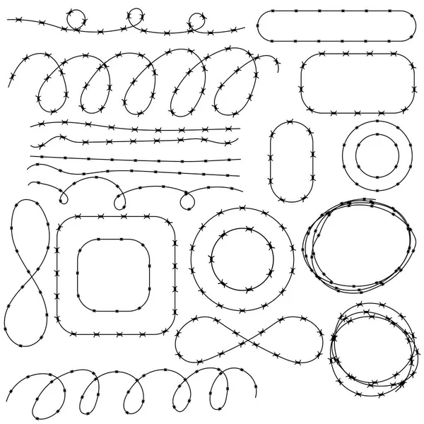 Ensemble de fils barbelés isolés sur fond blanc — Photo