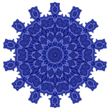 Mavi Süs Çizgisi Desen Yuvarlak Doku. Oryantal Geometrik Süs