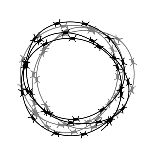 Barbed Wire Circle Isolated on White Backgground. Stylized Prison Concept. Symbol of Not Freedom. Metal Frame Circle — Stock Photo, Image