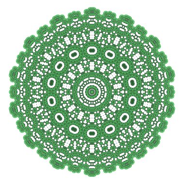 Yeşil Süs Deseni. Yuvarlak Doku. Oryantal Geometrik Süs