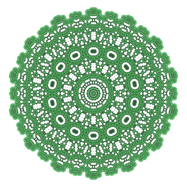 녹색 장식 패턴입니다. 둥근 질감. 동양 기하학 장식품 — 스톡 벡터