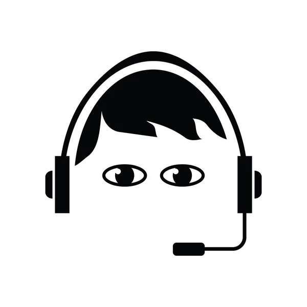 Call Center Ayuda. Logo de Servicio al Cliente. Hombre con auriculares para la comunicación. Live Chat Helper — Archivo Imágenes Vectoriales