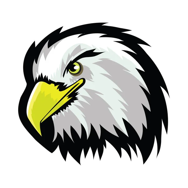 White American North Bald Eagle Head Tattoo Design. Logo Prey Bird Isolated on White Background — Stock Vector