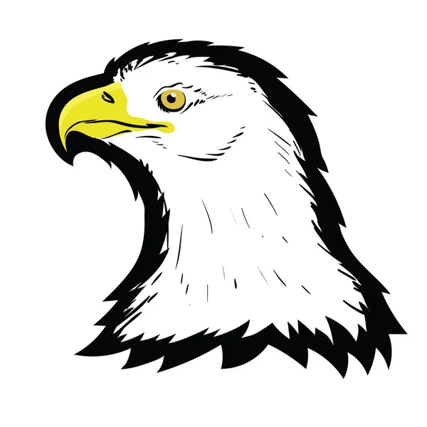 Stilisiertes, weißes amerikanisches Tätowierungs-Design für den Weißkopfseeadler. Logo Beutevogel. Maskottchen Räuberfalke. Symbol der Freiheit. — Stockvektor