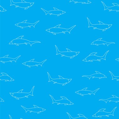 Üzerinde mavi arka plan izole köpekbalığı. Balık Seamless Modeli