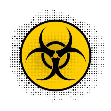 Beyaz Backgrouind üzerinde Izole Biohazard İşareti dikkat edin. Uluslararası Tehlike Sembolü. Virüsün Uyarı Simgesi