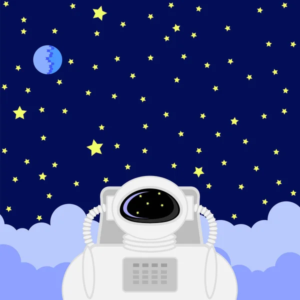 Astronaut Icon on Starry Sky Background — Stock Photo, Image