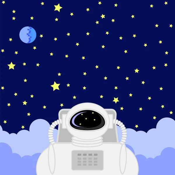 Ikona astronauta na tle gwiaździste niebo — Wektor stockowy