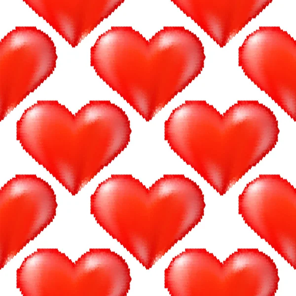 Red Halftone Heart Random Seamless Pattern on White Background — Stock Photo, Image
