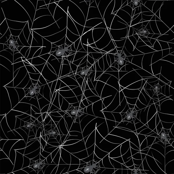 Poisonous Spider Seamless Pattern on Black Background — ストックベクタ