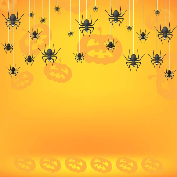 Patrón de decoración de Halloween con calabaza y araña aislada sobre fondo naranja — Archivo Imágenes Vectoriales