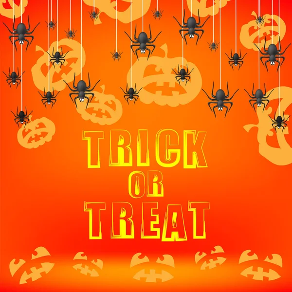 Halloween Decoration Pattern with Pumpkin and Spider Isolated on Orange Background — Stock Vector