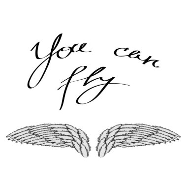 Angel ya da Phoenix Kanatları. Kanatlı Logo Tasarımı. Eagle Bird 'ün bir parçası. Amblem, İmza ve Damga için Tasarım Ögeleri