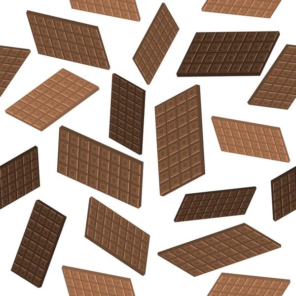 Leche Brown Chocolate Bar patrón sin costuras. Sweet Food. Ilustración 3d — Vector de stock