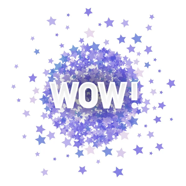 WOW Lettering on Blue Transparent Starry Background para Web Banners, Cabeçalho, Loja, Logotipo, Logotipo, Assinar — Vetor de Stock