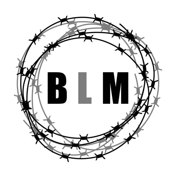 Black Lives Matter Banner with Barbed Wire for Protest Isoled on White Background — стоковий вектор