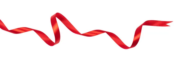 Nastro rosso ondulato isolato su sfondo bianco. — Foto Stock