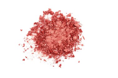 Beyaz bir arka plan üzerinde izole ezilmiş mercan göz farı.