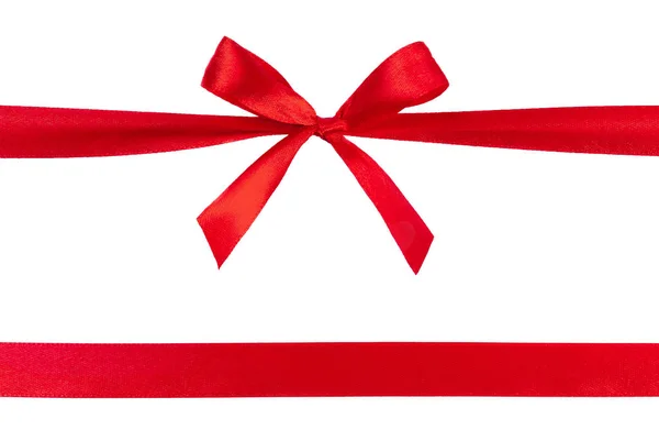Red ribbon with bow isolated on white background. — Stock Photo, Image
