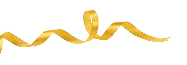 Fita dourada ondulada isolada em branco . — Fotografia de Stock