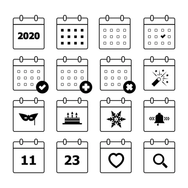 Calendario Conjunto Iconos Planos Para Diseño — Archivo Imágenes Vectoriales