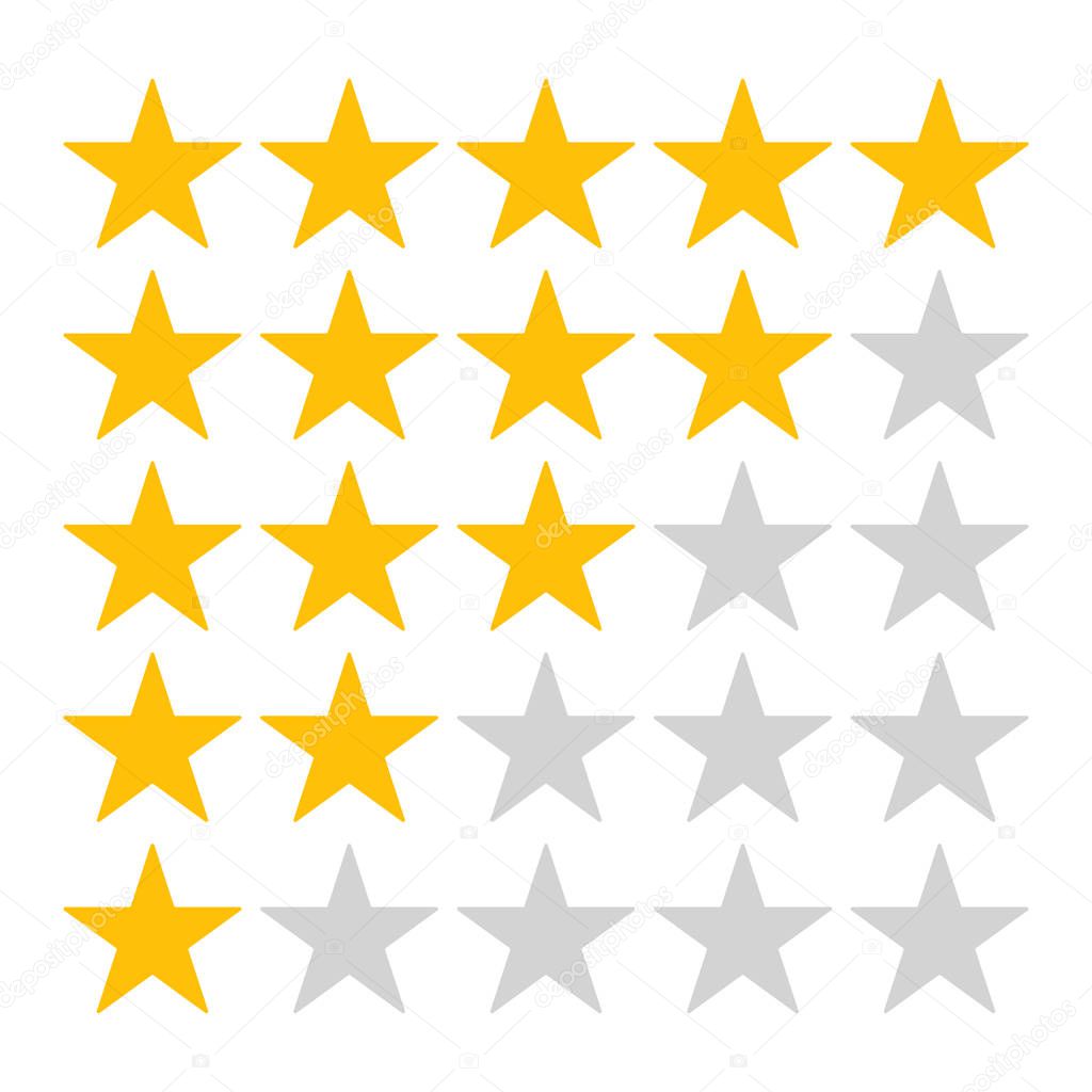 Star rating icon set 1 to 5 for your design element