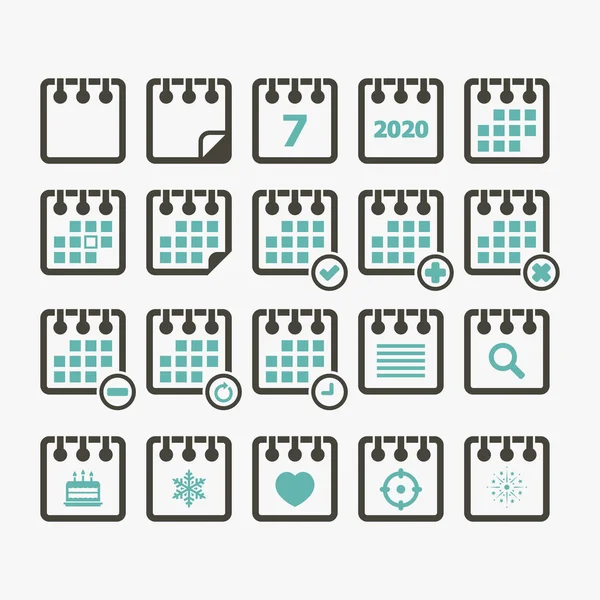 Ikon Kalender Mengatur 2020 Untuk Rancangan Anda - Stok Vektor