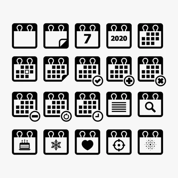 Conjunto Iconos Calendario 2020 Para Diseño — Vector de stock