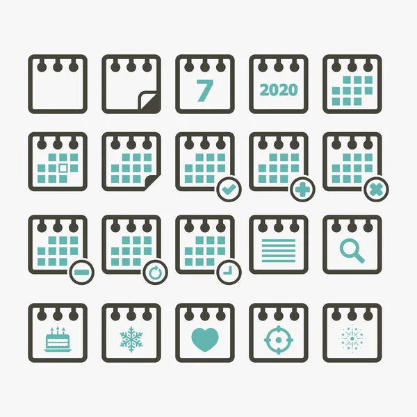 Set Icone Calendario 2020 Tuo Design — Vettoriale Stock
