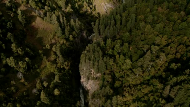 Drohnenflug über einem Fluss in der Nähe von adishi — Stockvideo