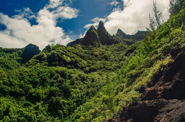 Picos abruptos em Kalalau Trail, Havaí, EUA — Fotografia de Stock