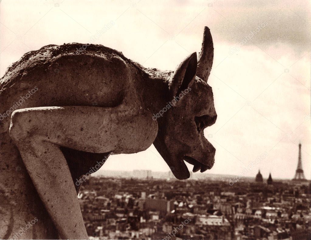 Gargoyle overlooking Paris, France