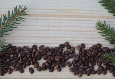 İğneler dal ve kahve çekirdekleri ile dokusal Yönetim Kurulu.