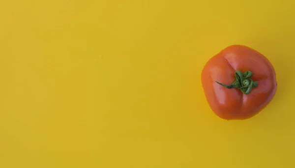 Красный Помидор Ярко Желтом Фоне — стоковое фото