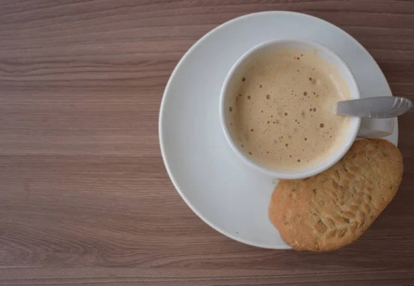 Colazione Una Tazza Caffè Tonificante Pasticcini Piatto — Foto Stock