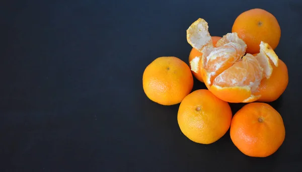 Orange Tangerines Composition Black Background Close — Stock Photo, Image
