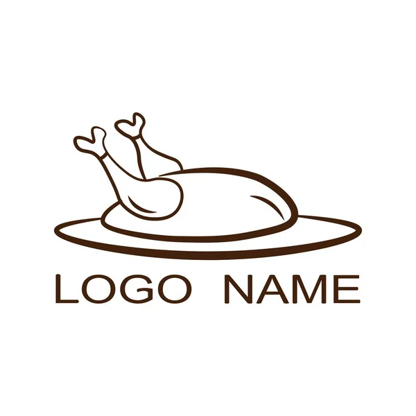 Poulet Sur Plat Logo Icône Vecteur — Image vectorielle