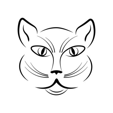 Kedinin yüz beyaz arka planda siyah anahat.