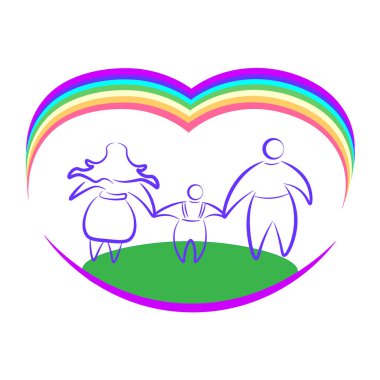 İşaret, logo, kutsal kişilerin resmi. Aile görüntünün merkezinde.