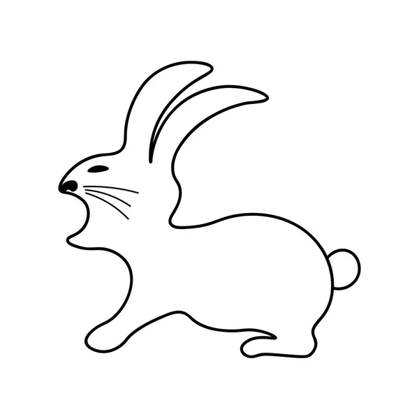 Hungry Bunny Outlined Black White Background Logo Icon — Stock Vector