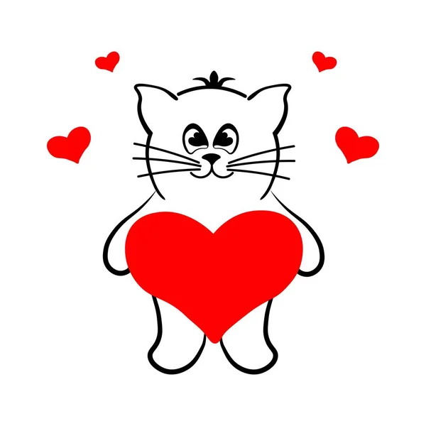 Milující Kočka Srdcem Vektor — Stockový vektor