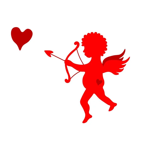 Cupido Rosso Con Cuore Vettore — Vettoriale Stock