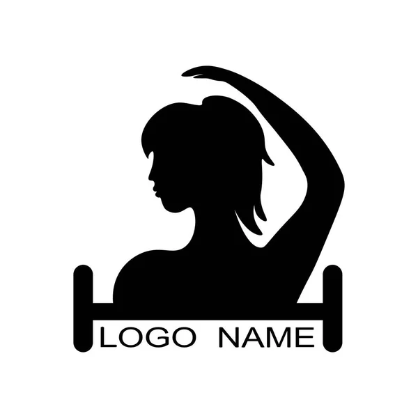 Logotipo Sinal Símbolo Desporto Imagem Uma Menina Sino Preto Sobre — Vetor de Stock