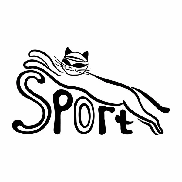 Modische Sportliche Katze Sprung Textsport Sport Und Gesundheitskonzept Symbol Symbol — Stockvektor