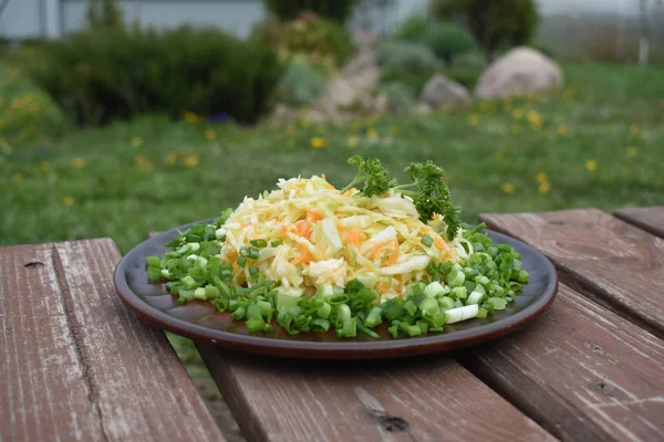 Salat vor dem Hintergrund der Natur. — Stockfoto