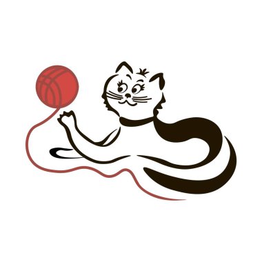 Bir yumak ipliği olan kedi..