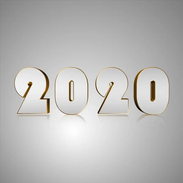 New Year 2020 greeting card. 2020 golden New Year sign on dark background. Illustration of happy new year 2020.